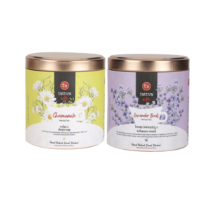 Tattva Adih Chamomile Flower Tea – 50g & Lavender buds Flower Tea- 50g – Combo Pack | Caffeine Free herbal  Tea | 100g – 100 Cups