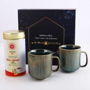 Tattva Adih Tea Gift Hamper | Tulsi Adrak Chai with 2 Ceramic Cups | Set of 3