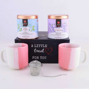 Tattva Adih Tea Gift Hamper | Lavender Buds | Butterfly Pea | Steel Infuser | 2 Ceramic Cups | Set of 5